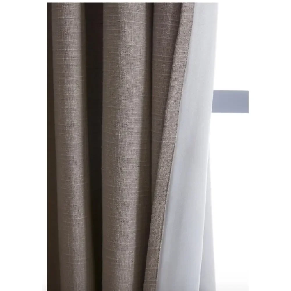 Quince Luxury Cotton Slub Room Darkening Curtain Panel 48X84 Grey New #13